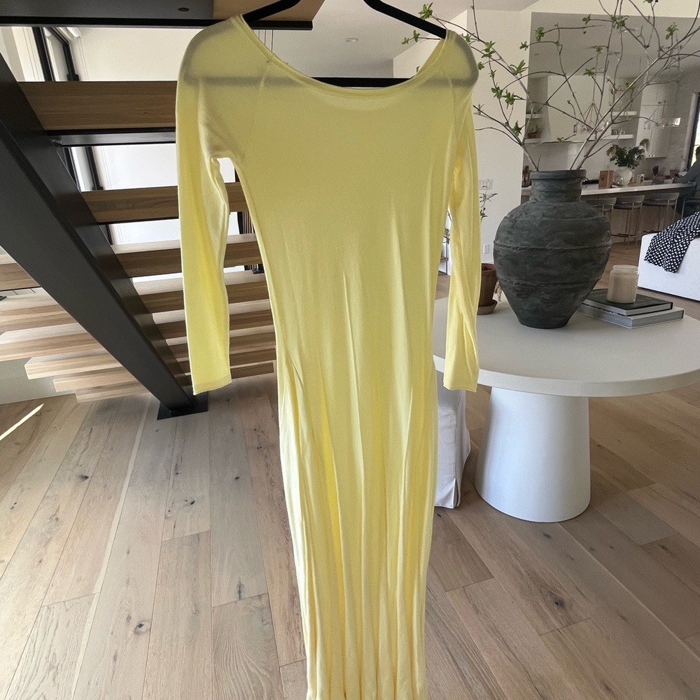 Commense Pale Yellow Long Sleeve Maxi Dress